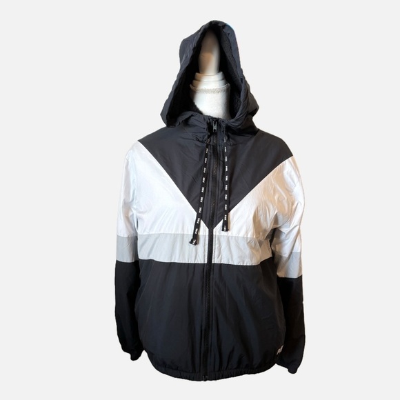 Victoria's Secret PINK Sherpa Lined Full Zip Anorak Hoodie Jacket Rainbow Logo - Picture 3 of 15